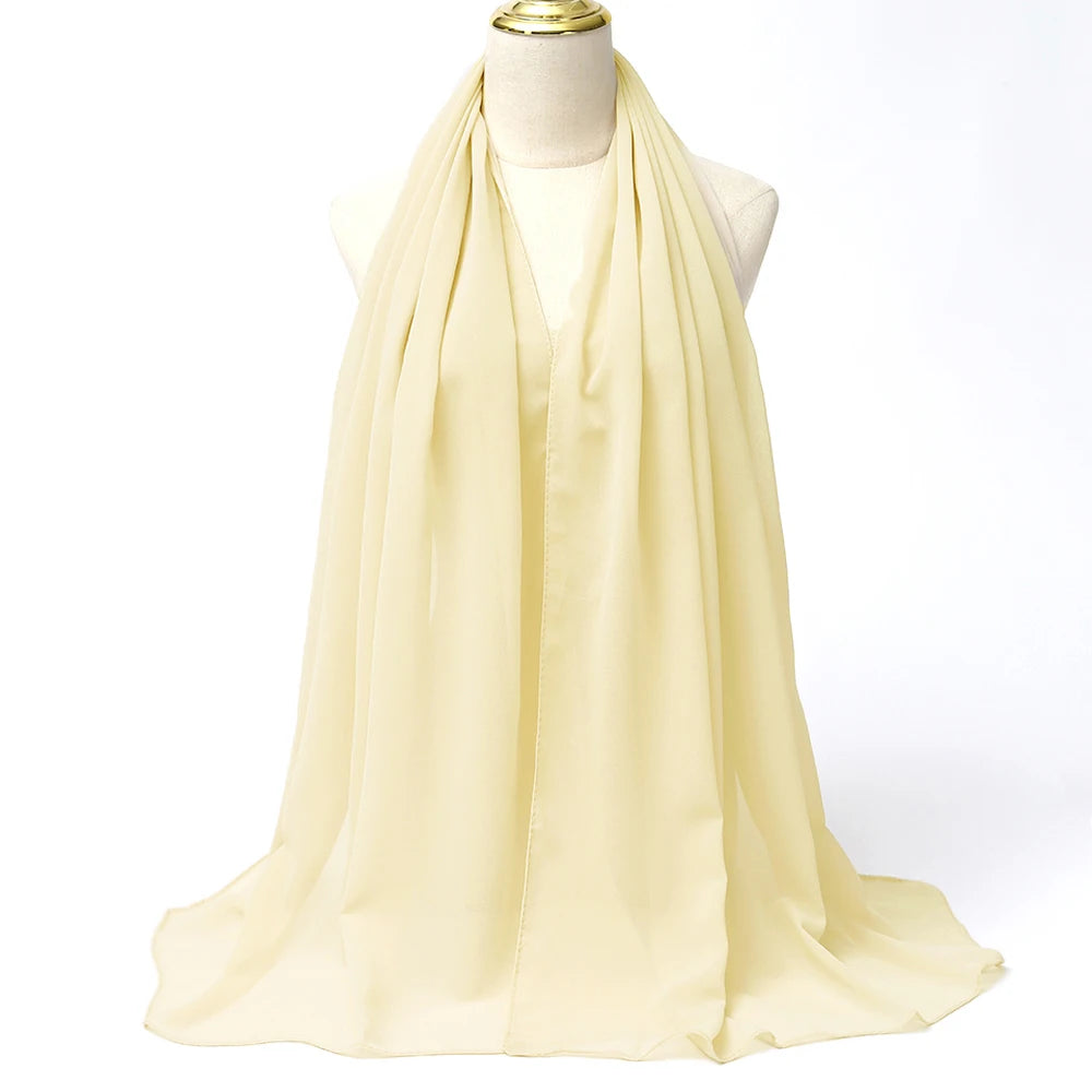 Classic Chiffon Hijab — Long, Lightweight Scarf in 24 Colours