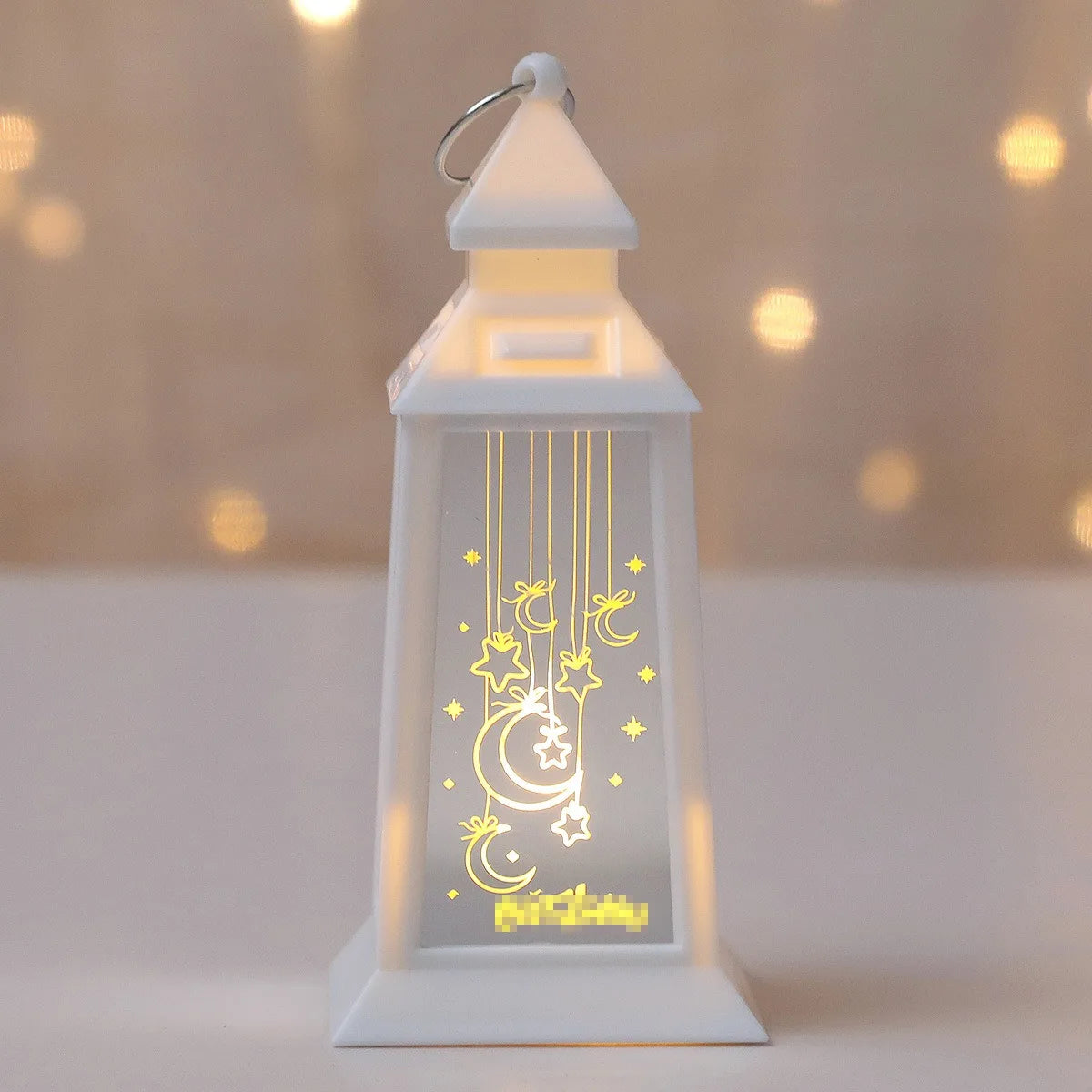 Mini ramadan-lanterne med LED-lys — Eid Mubarak-måne, 12,5 cm
