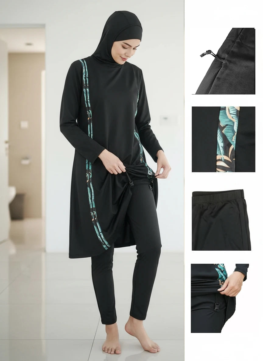 Full-Coverage Burkini — 3-Piece Modest Swimsuit with Hijab
