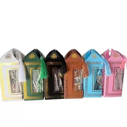 Kaaba Chenille Prayer Mat Gift Set with Tasbih & Gift Box