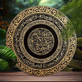 Ayatul Kursi round metal wall art in black and gold