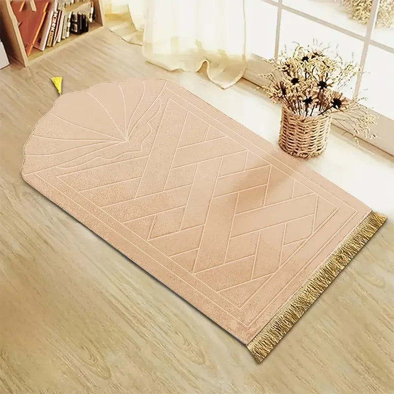 Thick Sponge-Padded Prayer Mat with Tassels — 65 × 110 cm