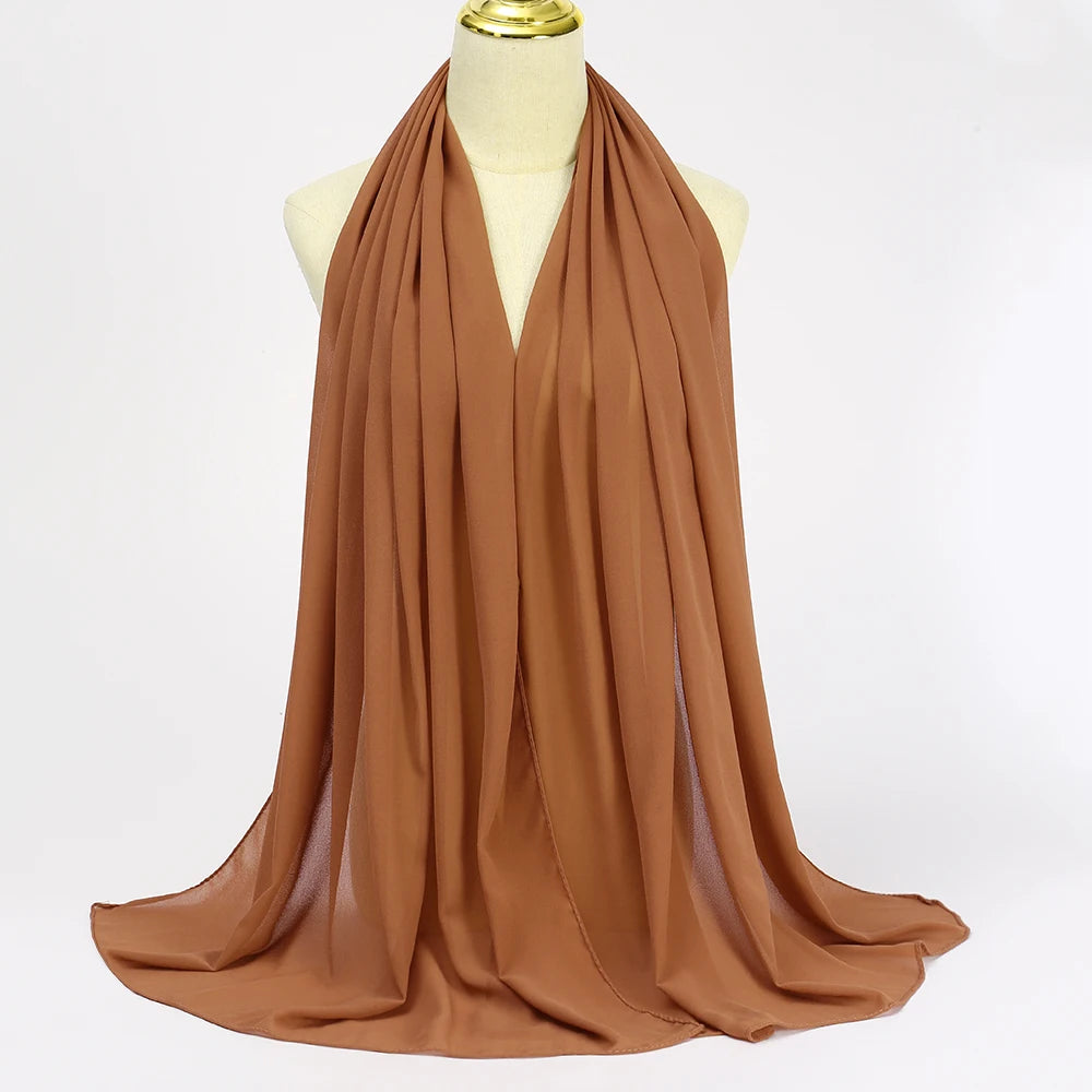 Classic Chiffon Hijab — Long, Lightweight Scarf in 24 Colours