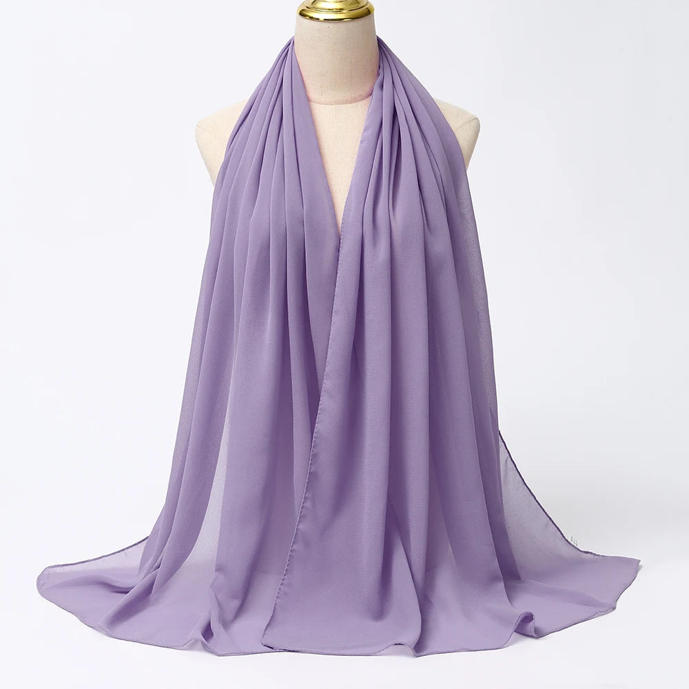 Classic Chiffon Hijab — Long, Lightweight Scarf in 24 Colours