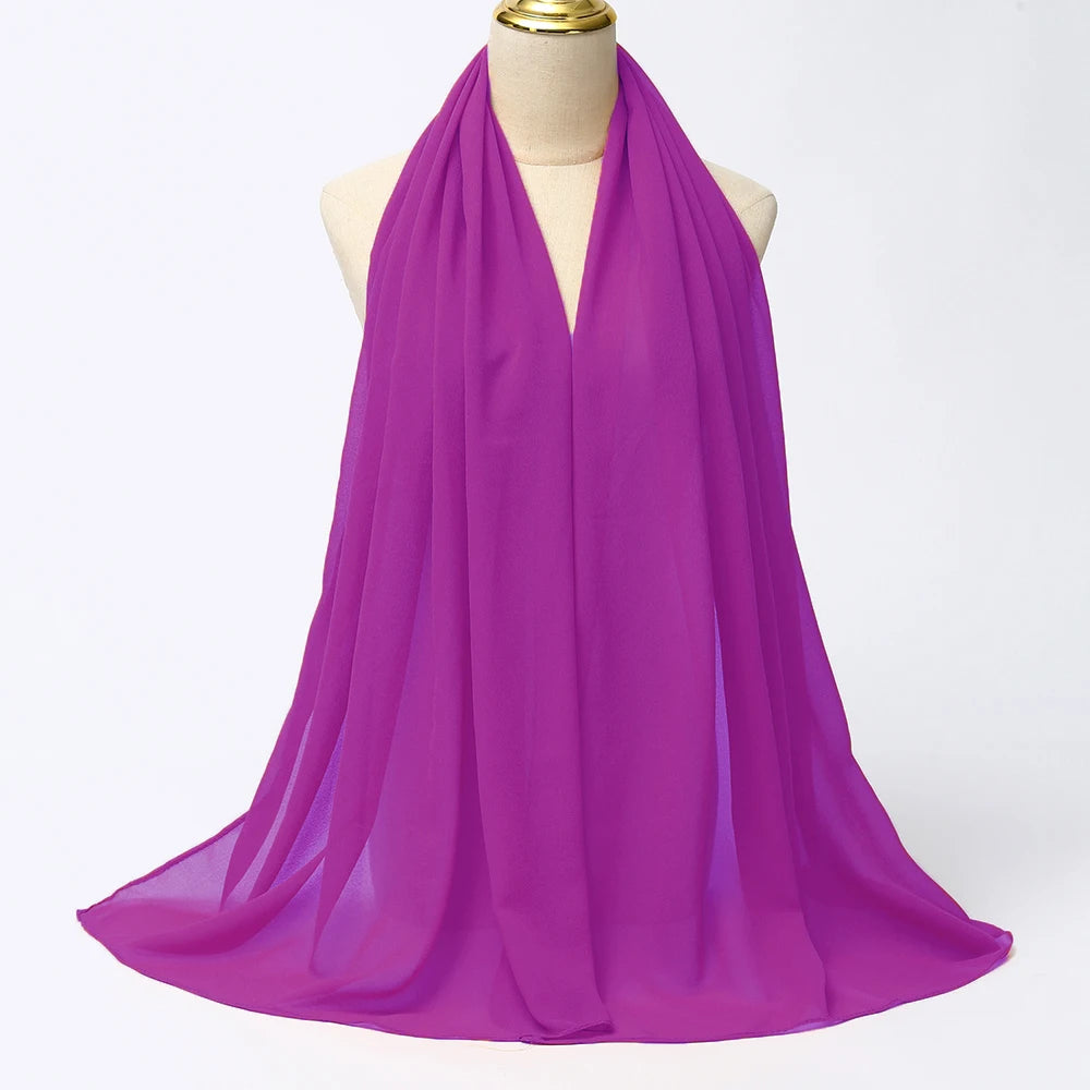 Classic Chiffon Hijab — Long, Lightweight Scarf in 24 Colours
