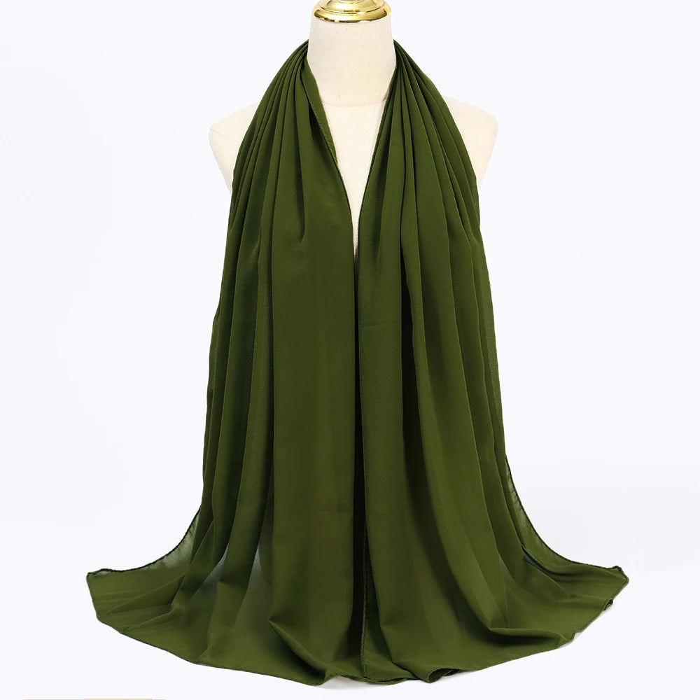Classic Chiffon Hijab — Long, Lightweight Scarf in 24 Colours