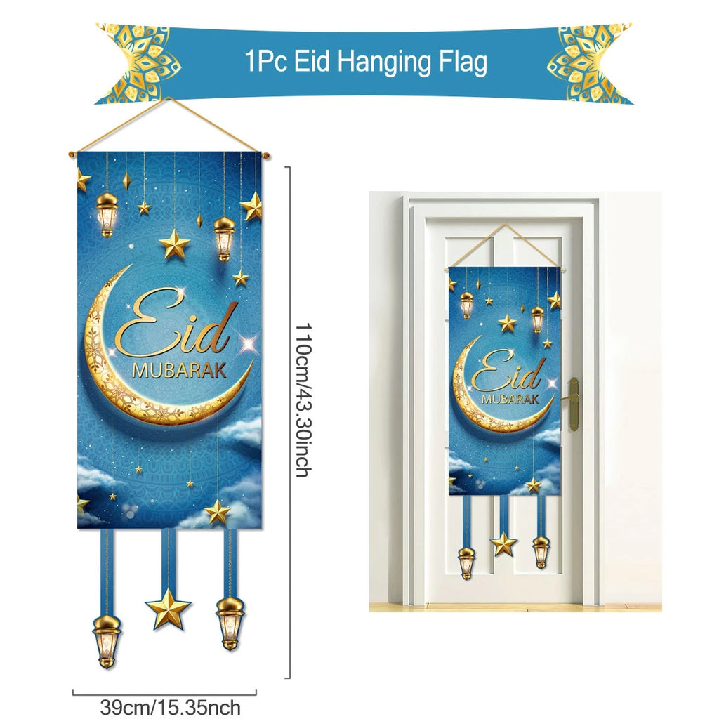 Ramadan Kareem Hanging Banner — Black & Gold Wall Flag