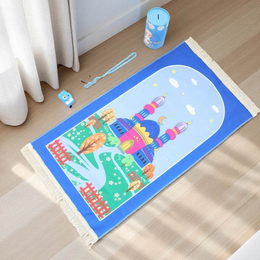 Kids Prayer Mat Gift Set — Mat, Tasbih, Toy Camera & Gift Tube (4-Piece)