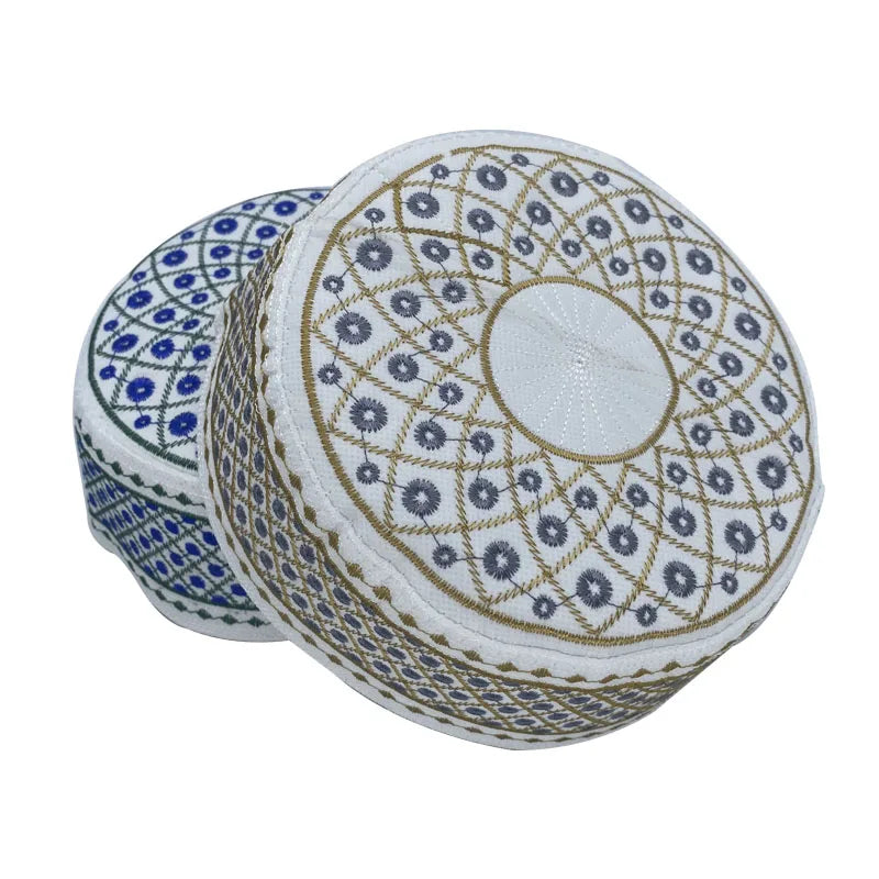 Embroidered Kufi Prayer Cap — Breathable, 29 Designs
