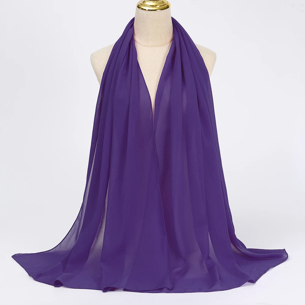 Classic Chiffon Hijab — Long, Lightweight Scarf in 24 Colours