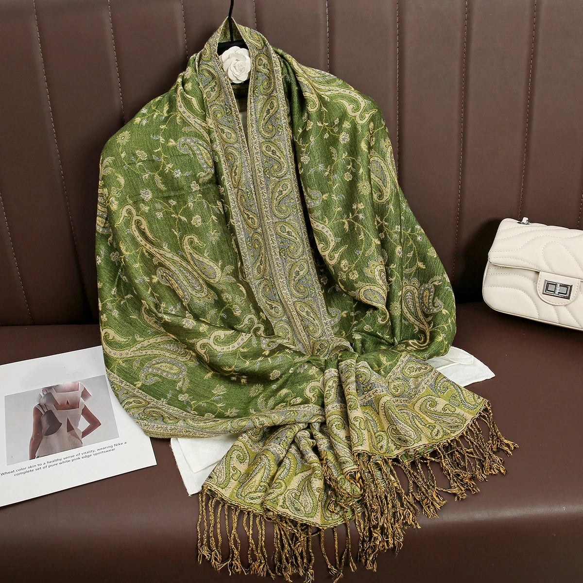 Paisley Pashmina Hijab — Soft, Warm Winter Scarf with Fringe