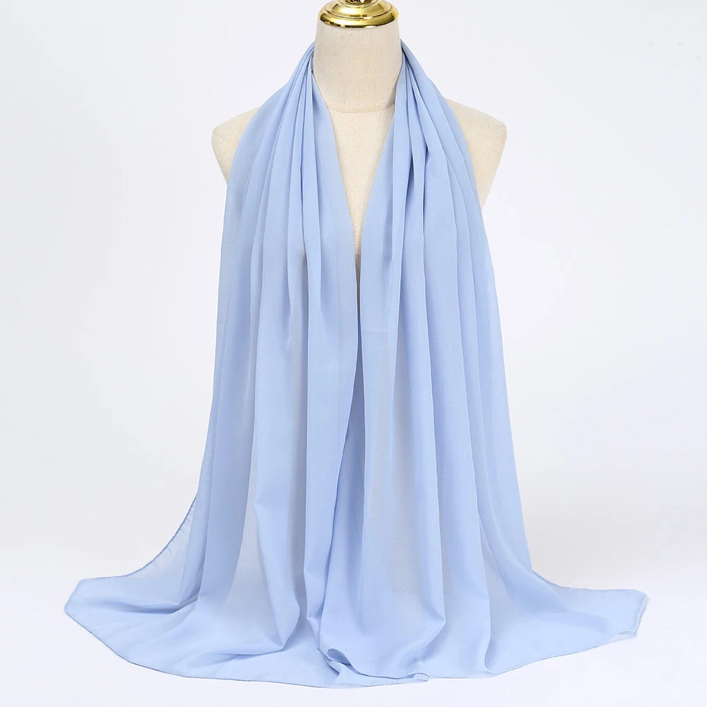 Classic Chiffon Hijab — Long, Lightweight Scarf in 24 Colours