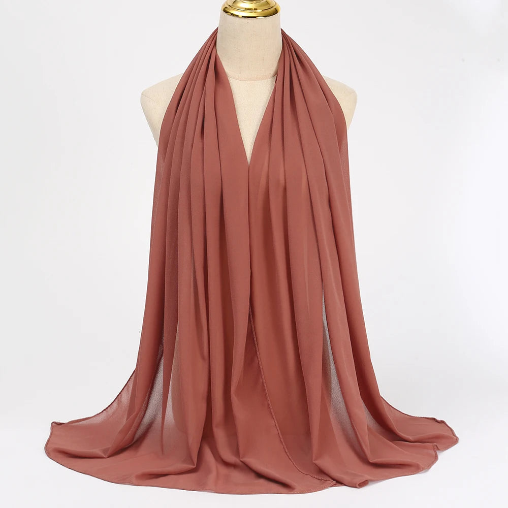 Classic Chiffon Hijab — Long, Lightweight Scarf in 24 Colours
