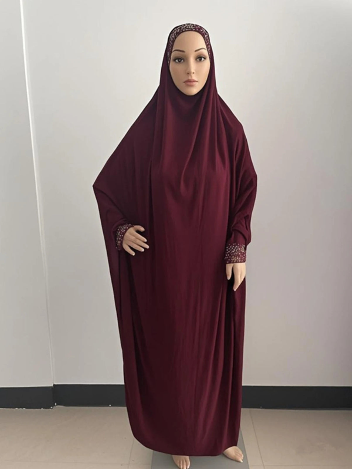 Women's One-Piece Prayer Dress with Attached Khimar