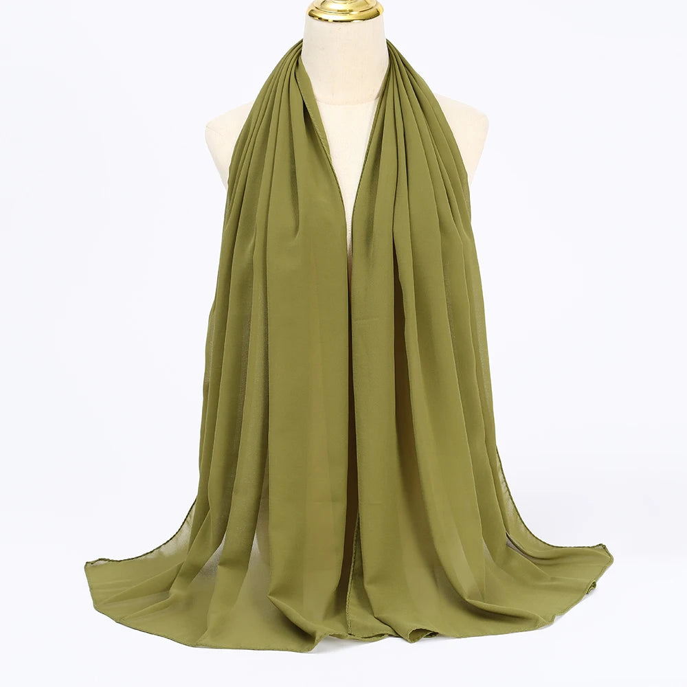 Classic Chiffon Hijab — Long, Lightweight Scarf in 24 Colours