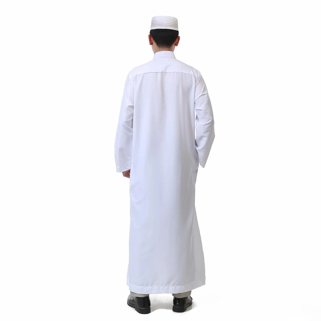 Men's Saudi Thobe — Stand Collar, Long Sleeve