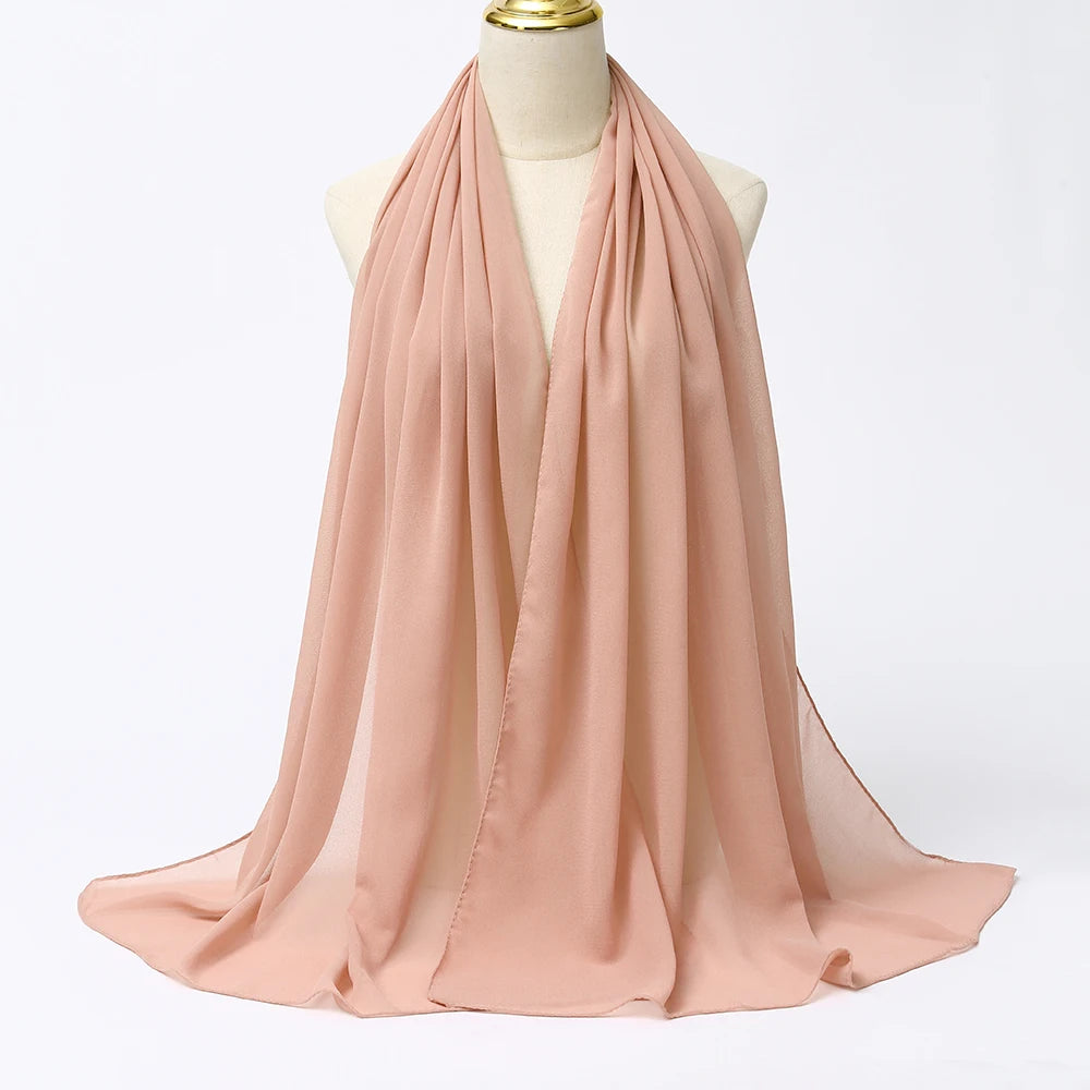 Classic Chiffon Hijab — Long, Lightweight Scarf in 24 Colours