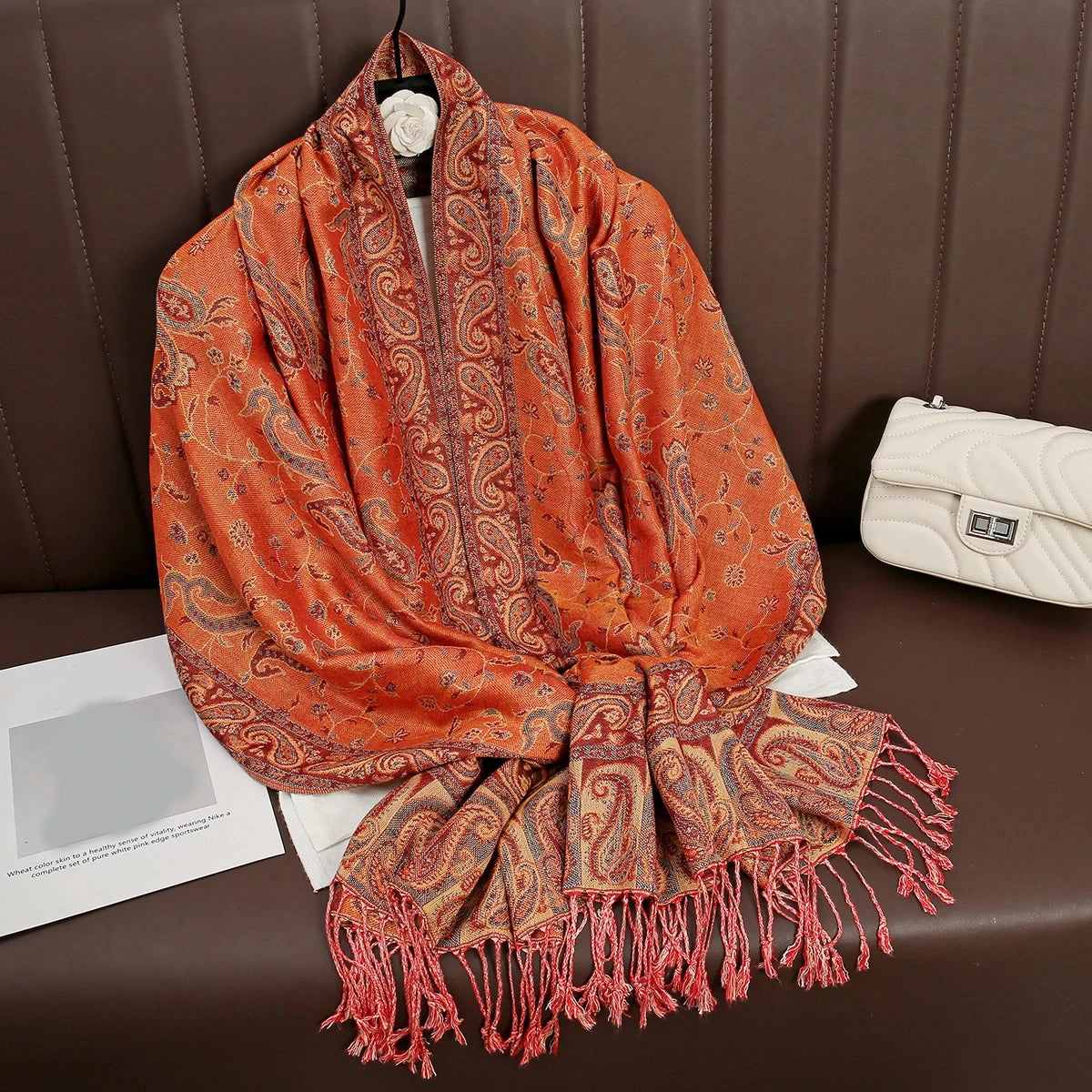 Paisley Pashmina Hijab — Soft, Warm Winter Scarf with Fringe