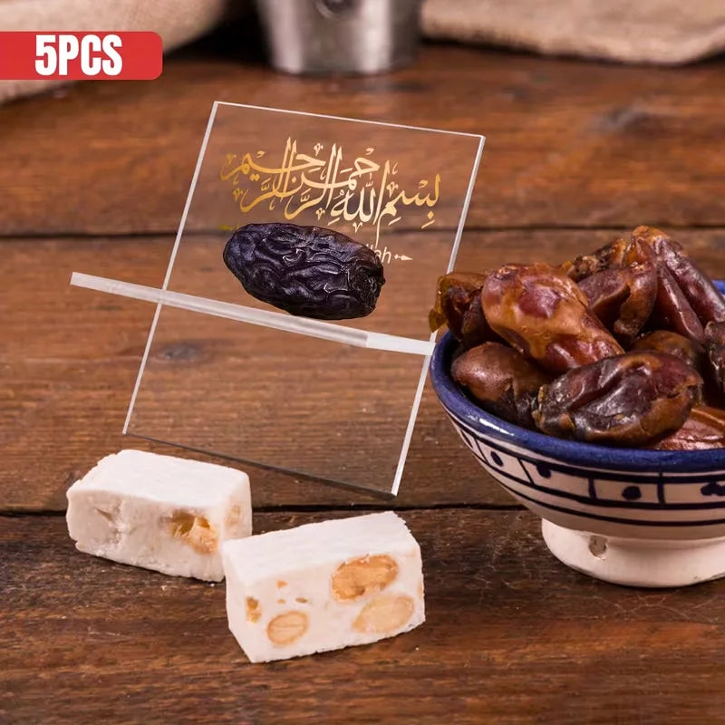 Acrylic Date Holder with Bismillah — Iftar Table Decor
