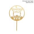 Eid Mubarak kagepynt — guld akryl til kager og cupcakes