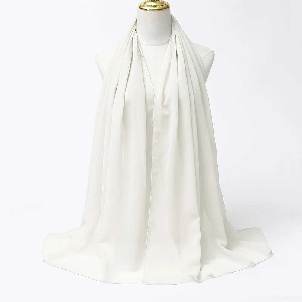 Classic Chiffon Hijab — Long, Lightweight Scarf in 24 Colours