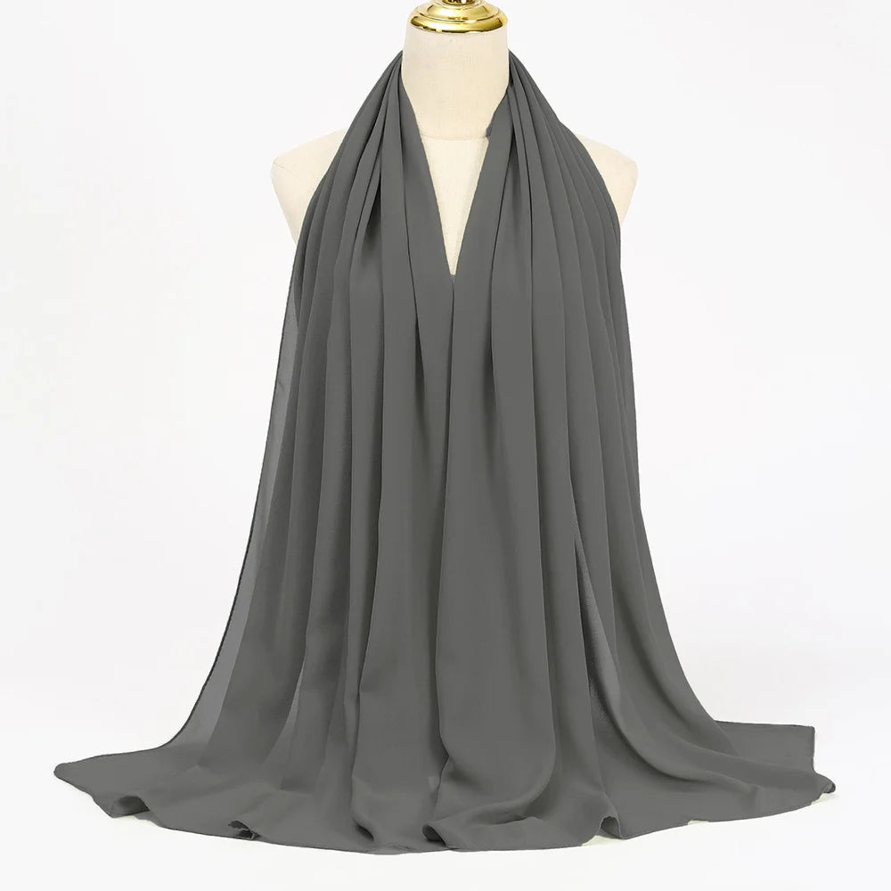 Classic Chiffon Hijab — Long, Lightweight Scarf in 24 Colours