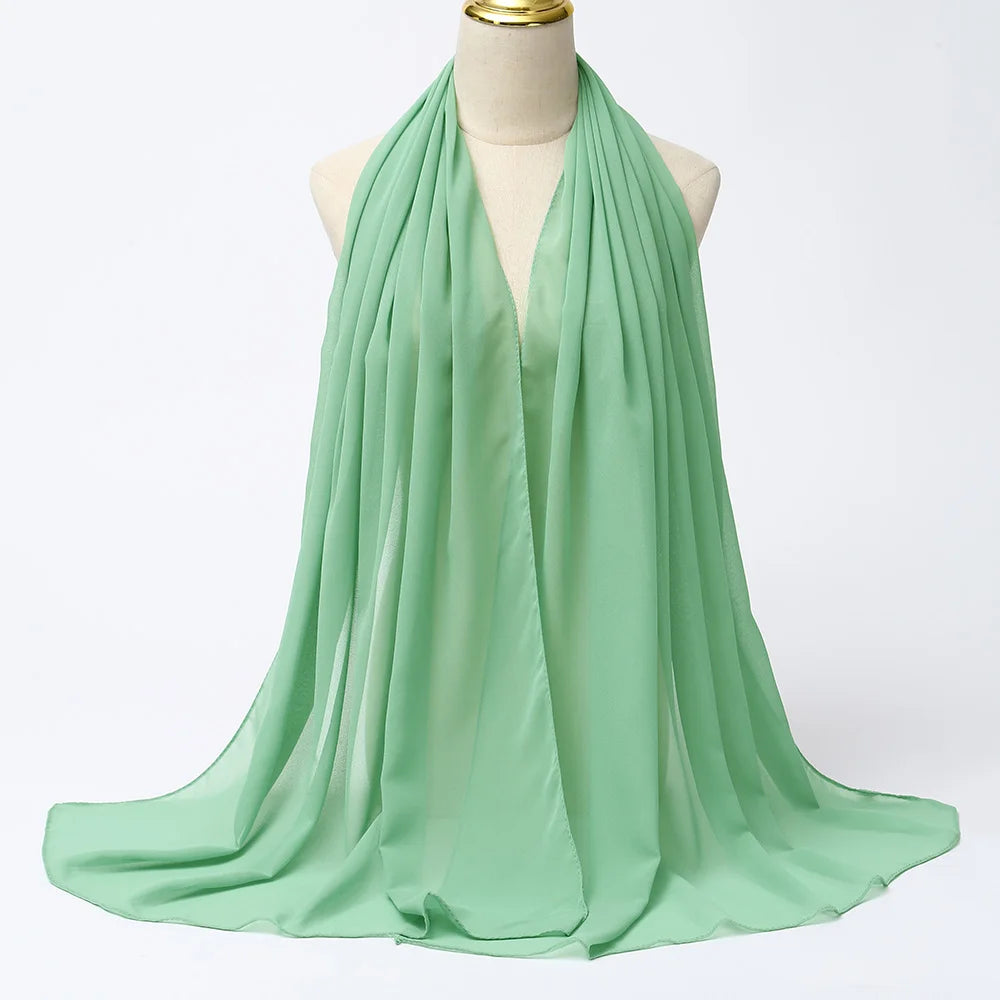 Classic Chiffon Hijab — Long, Lightweight Scarf in 24 Colours