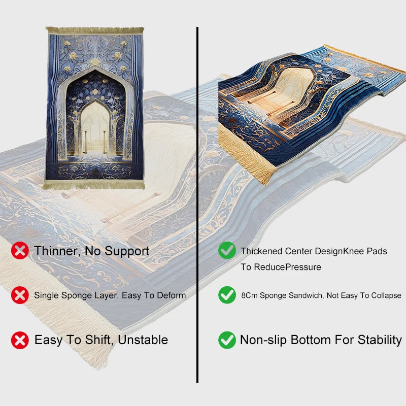 Memory Foam Prayer Mat with Tassels — 70 × 110 cm