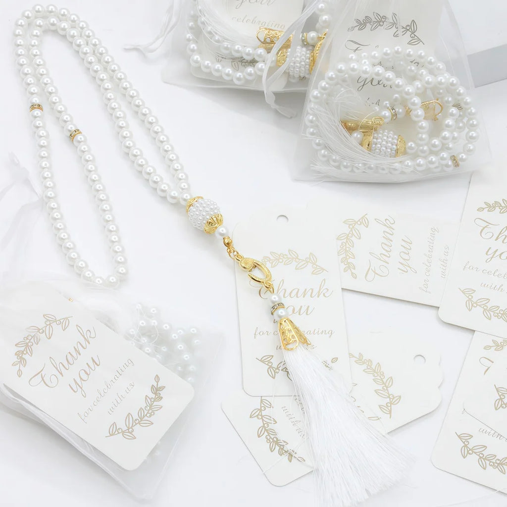Pearl Tasbih Prayer Beads — Gift Set of 12 (99 Beads)