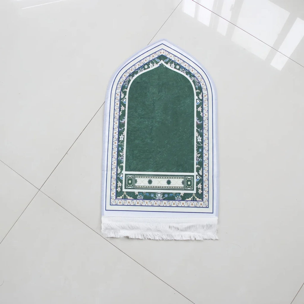 Compact Padded Prayer Mat 35 × 60 cm — Travel & Sajdah Mat with Tassels