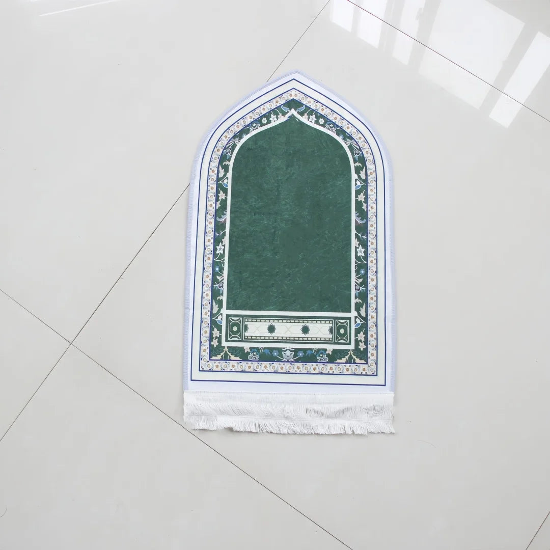 Compact Padded Prayer Mat 35 × 60 cm — Travel & Sajdah Mat with Tassels