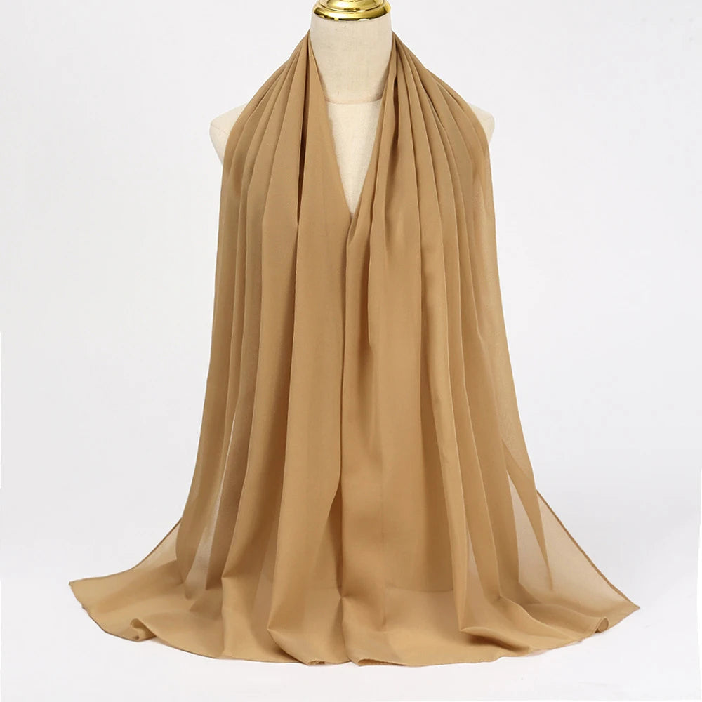 Classic Chiffon Hijab — Long, Lightweight Scarf in 24 Colours