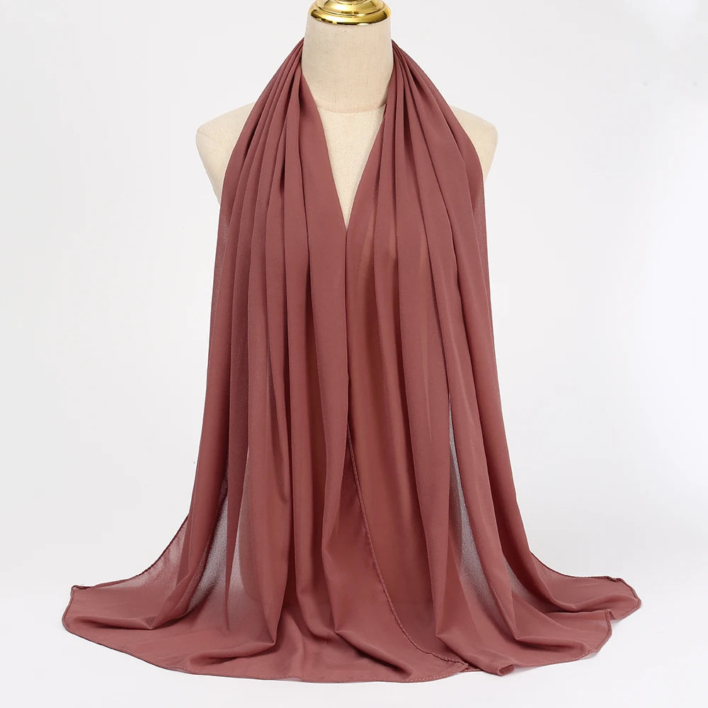 Classic Chiffon Hijab — Long, Lightweight Scarf in 24 Colours