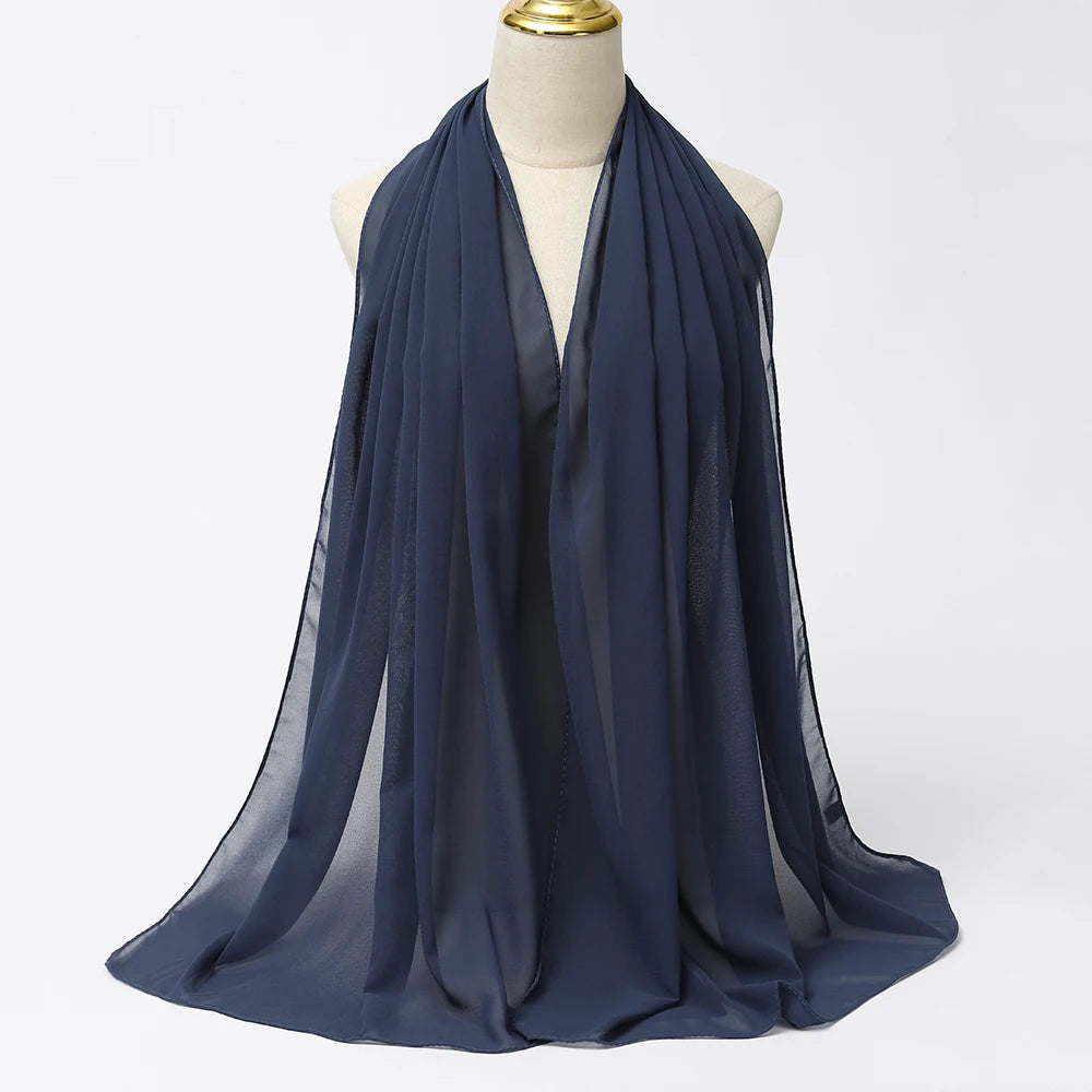 Classic Chiffon Hijab — Long, Lightweight Scarf in 24 Colours