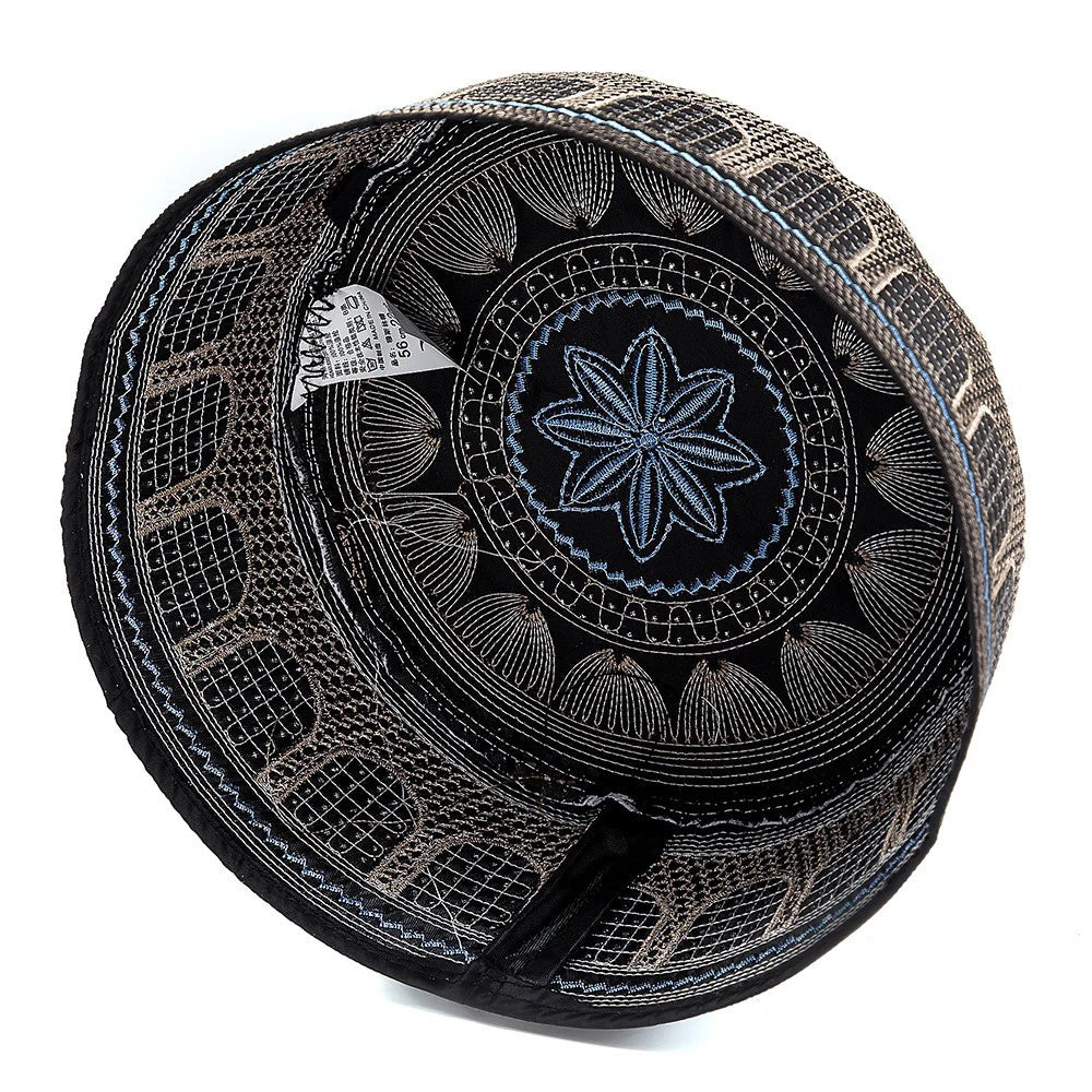 Embroidered Arch Kufi — Fitted Prayer Cap, 4 Sizes