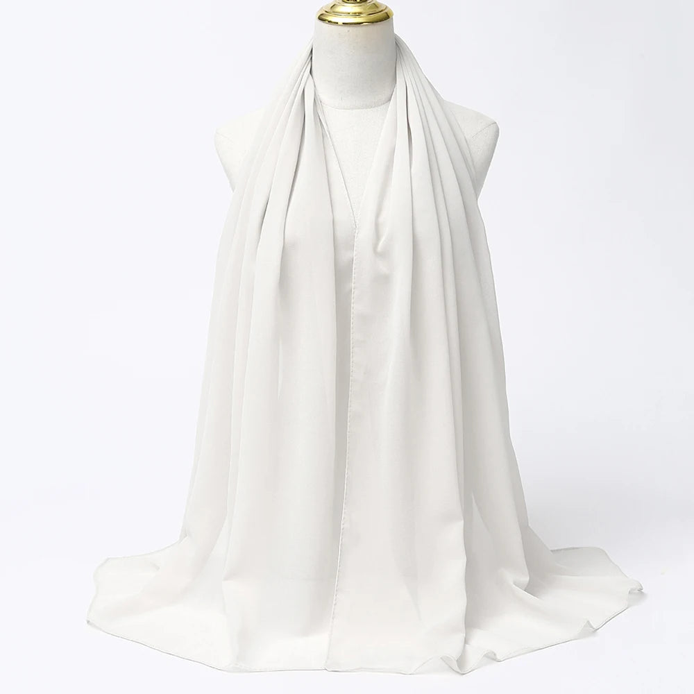 Classic Chiffon Hijab — Long, Lightweight Scarf in 24 Colours