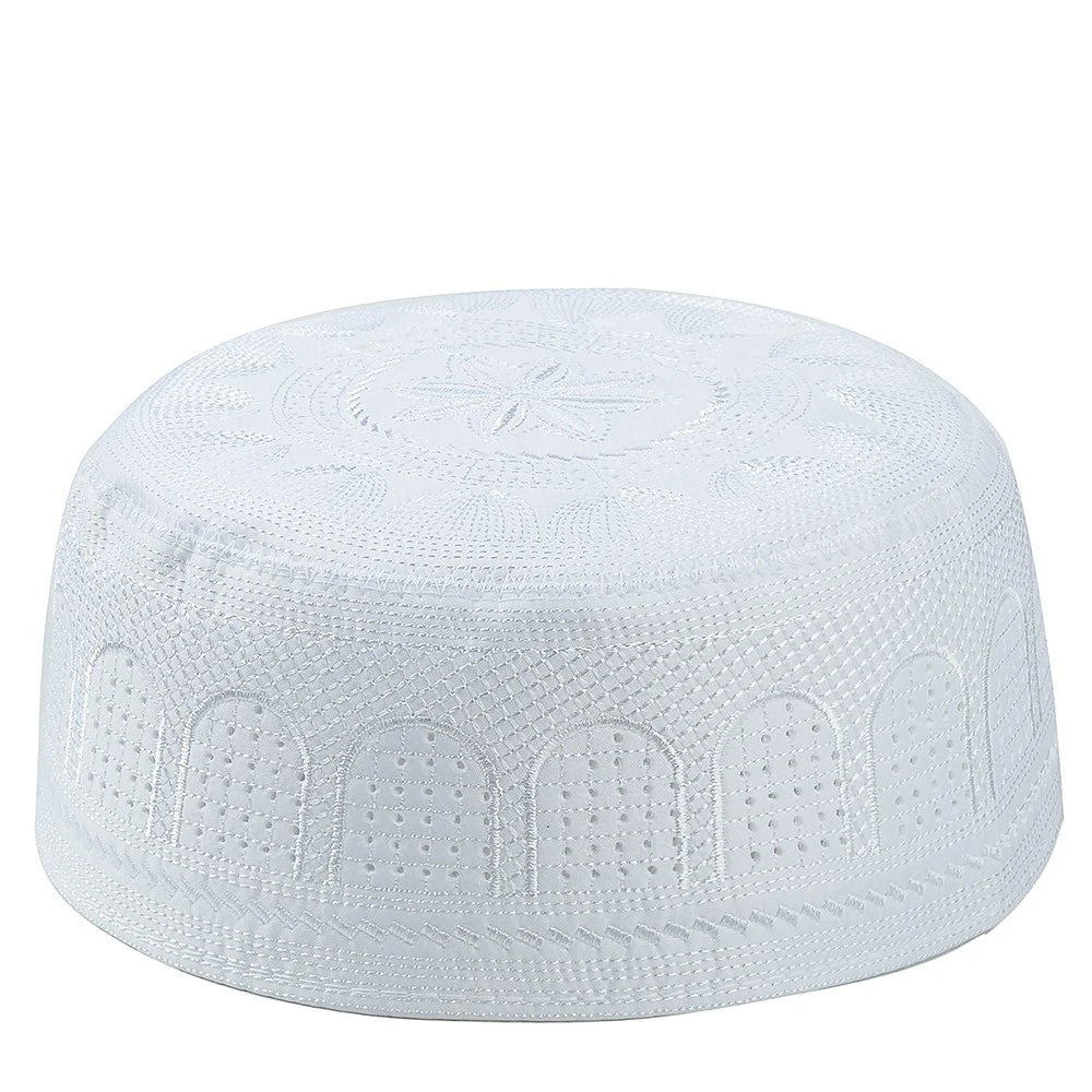 Embroidered Arch Kufi — Fitted Prayer Cap, 4 Sizes