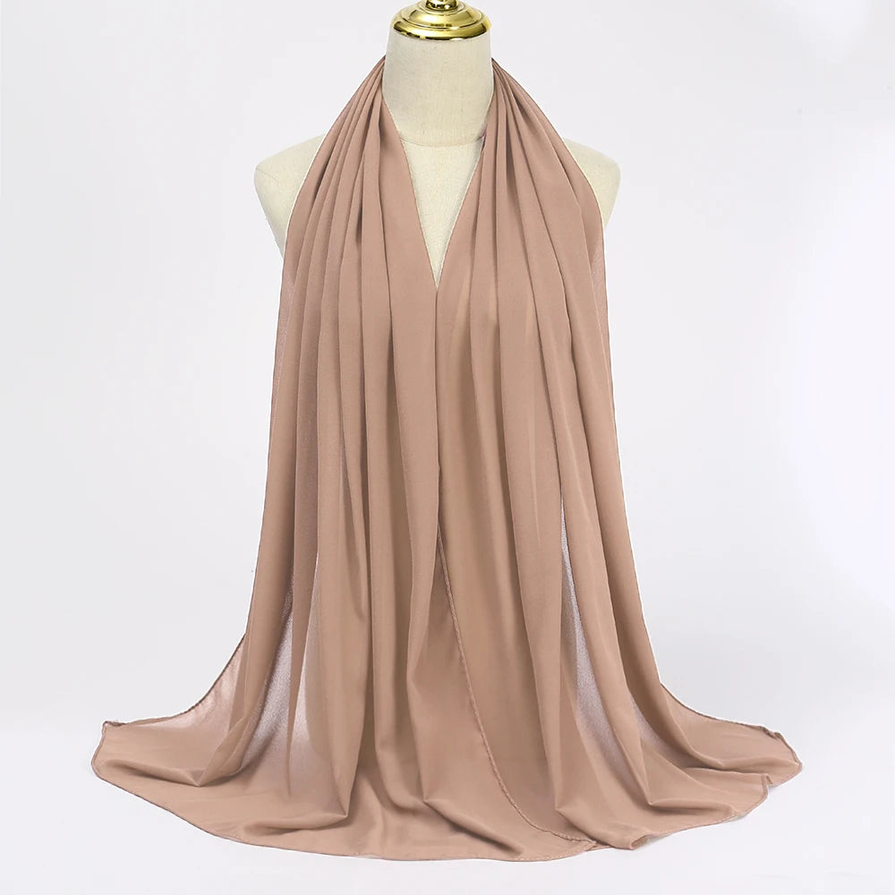 Classic Chiffon Hijab — Long, Lightweight Scarf in 24 Colours