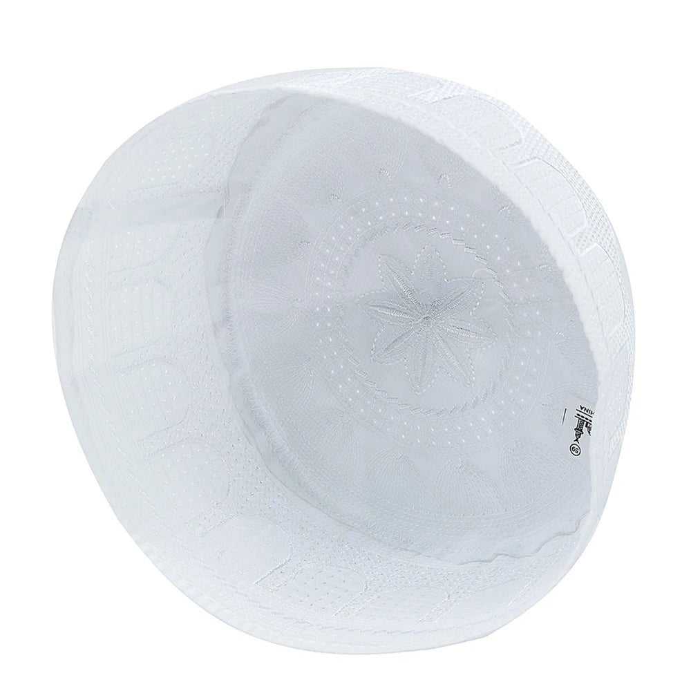 Embroidered Arch Kufi — Fitted Prayer Cap, 4 Sizes