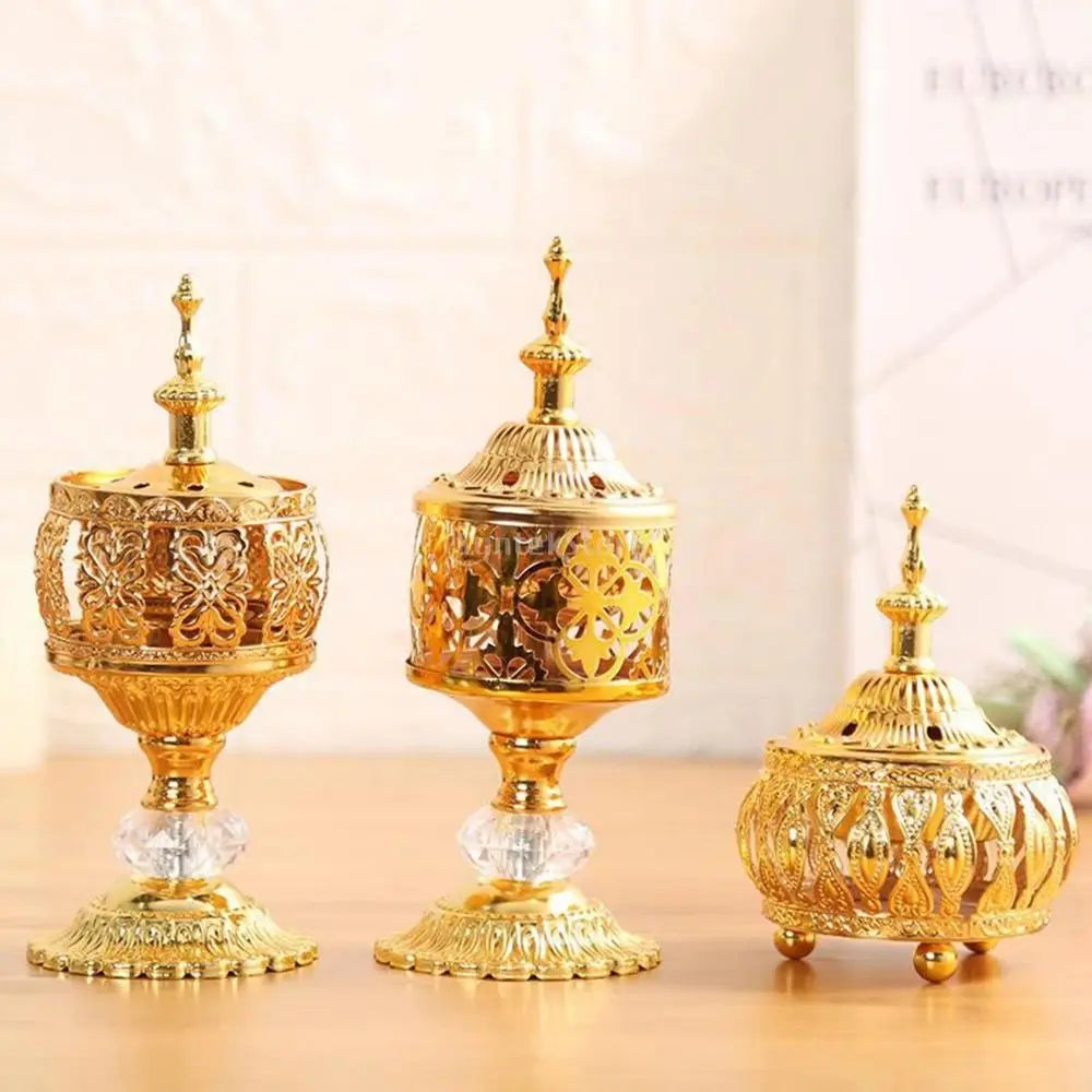 Bakhoor Incense Burner — Handmade Gold Tower