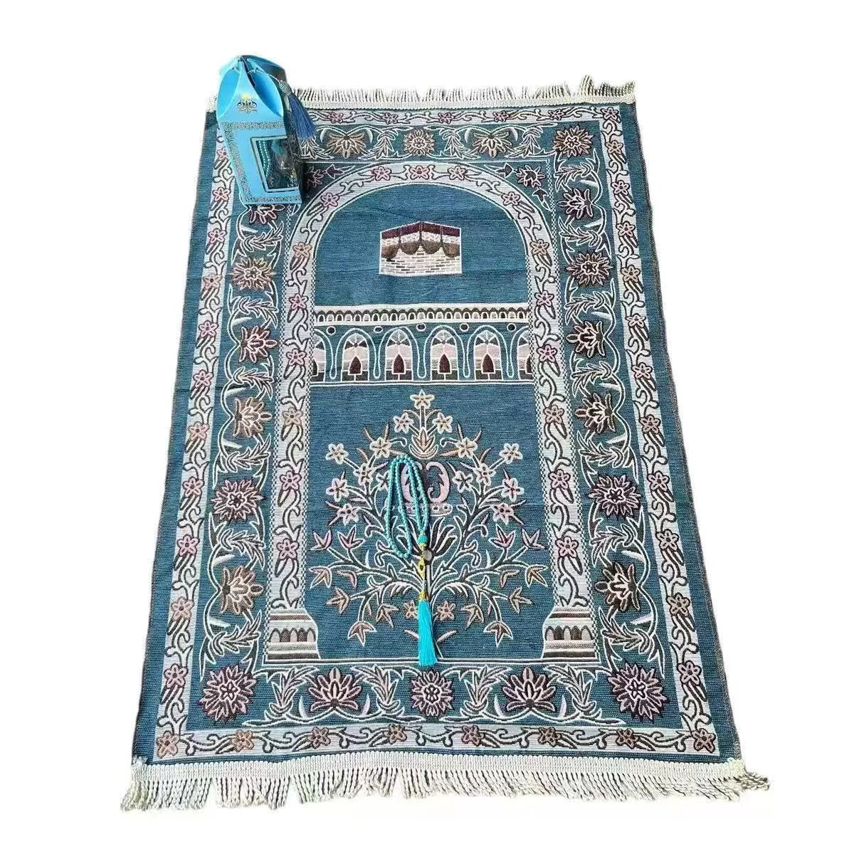 Kaaba Chenille Prayer Mat Gift Set with Tasbih & Gift Box