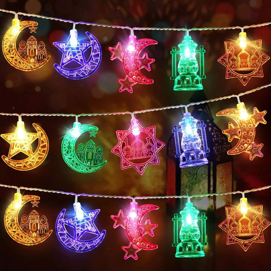 Guirlande Lumineuse Ramadan Croissant & Étoile — 1,5 m, Blanc Chaud