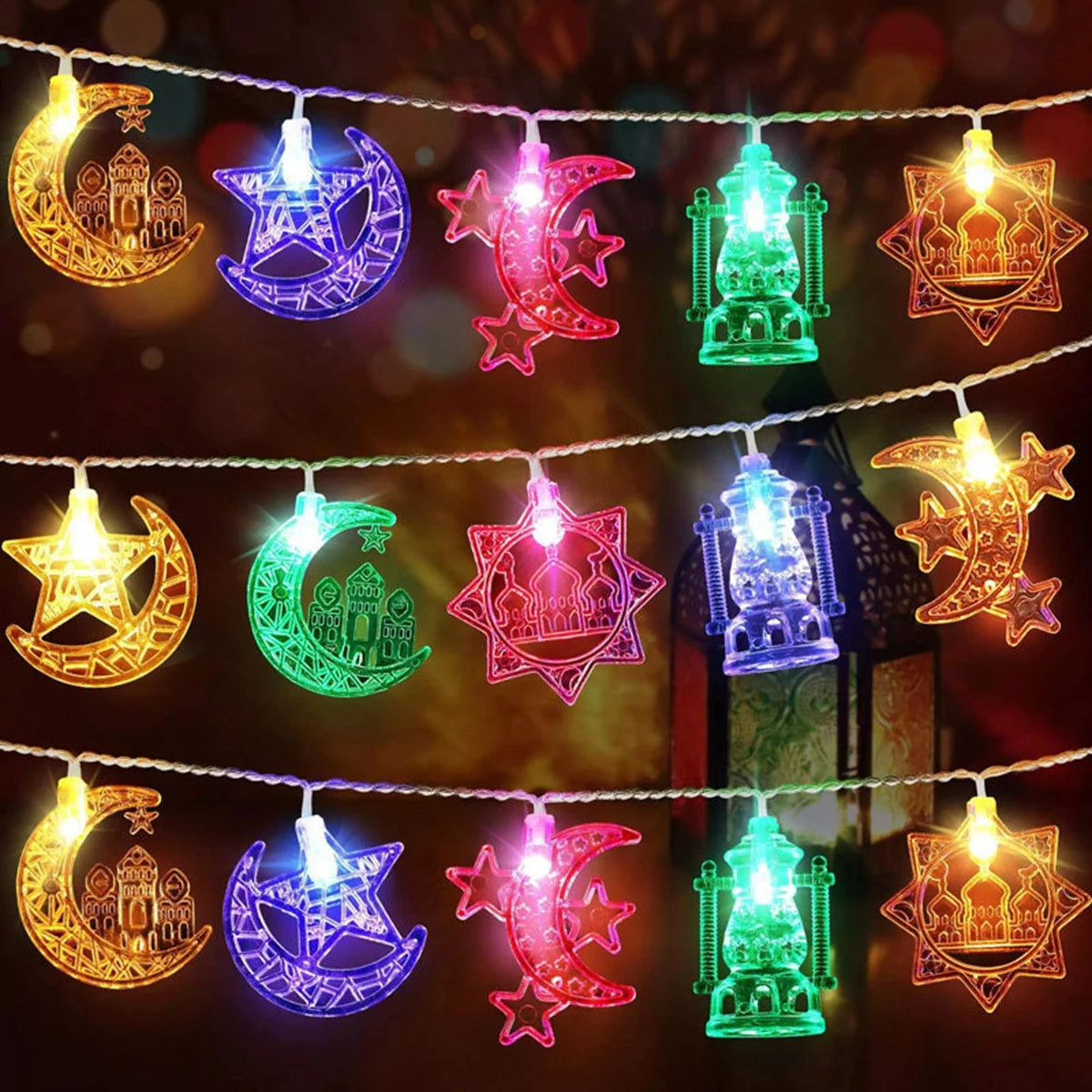 Guirlande Lumineuse Ramadan Croissant & Étoile — 1,5 m, Blanc Chaud