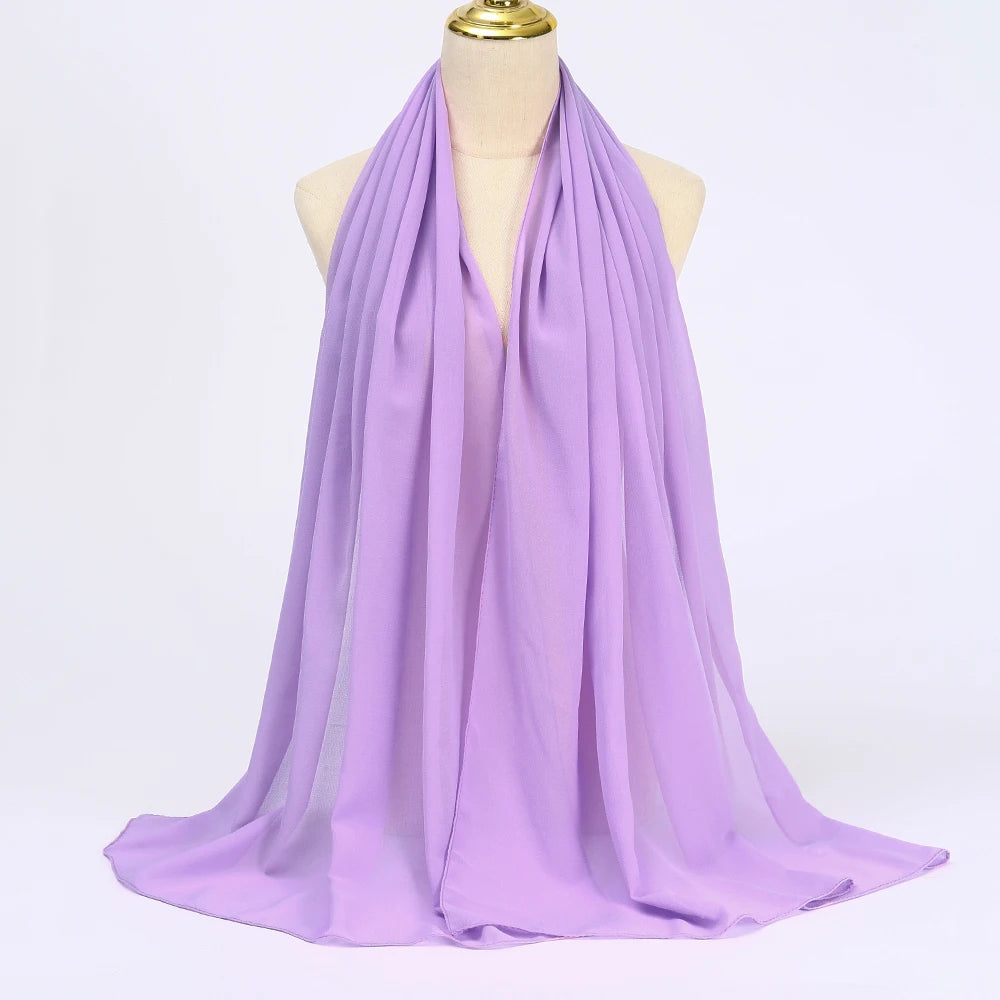 Classic Chiffon Hijab — Long, Lightweight Scarf in 24 Colours