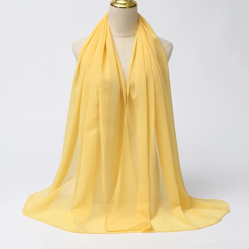 Classic Chiffon Hijab — Long, Lightweight Scarf in 24 Colours