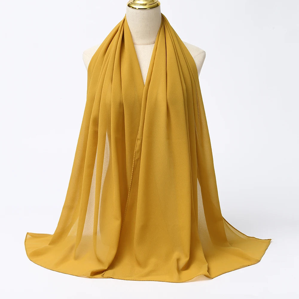 Classic Chiffon Hijab — Long, Lightweight Scarf in 24 Colours