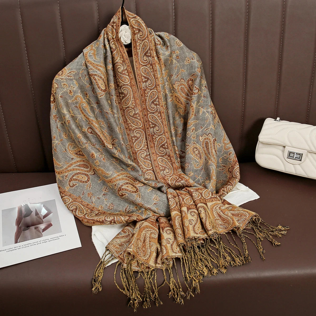 Paisley Pashmina Hijab — Soft, Warm Winter Scarf with Fringe