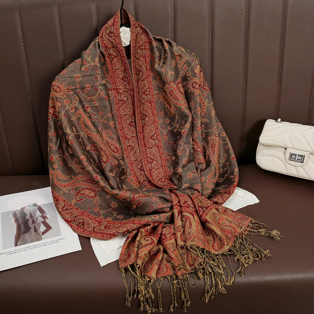 Paisley Pashmina Hijab — Soft, Warm Winter Scarf with Fringe