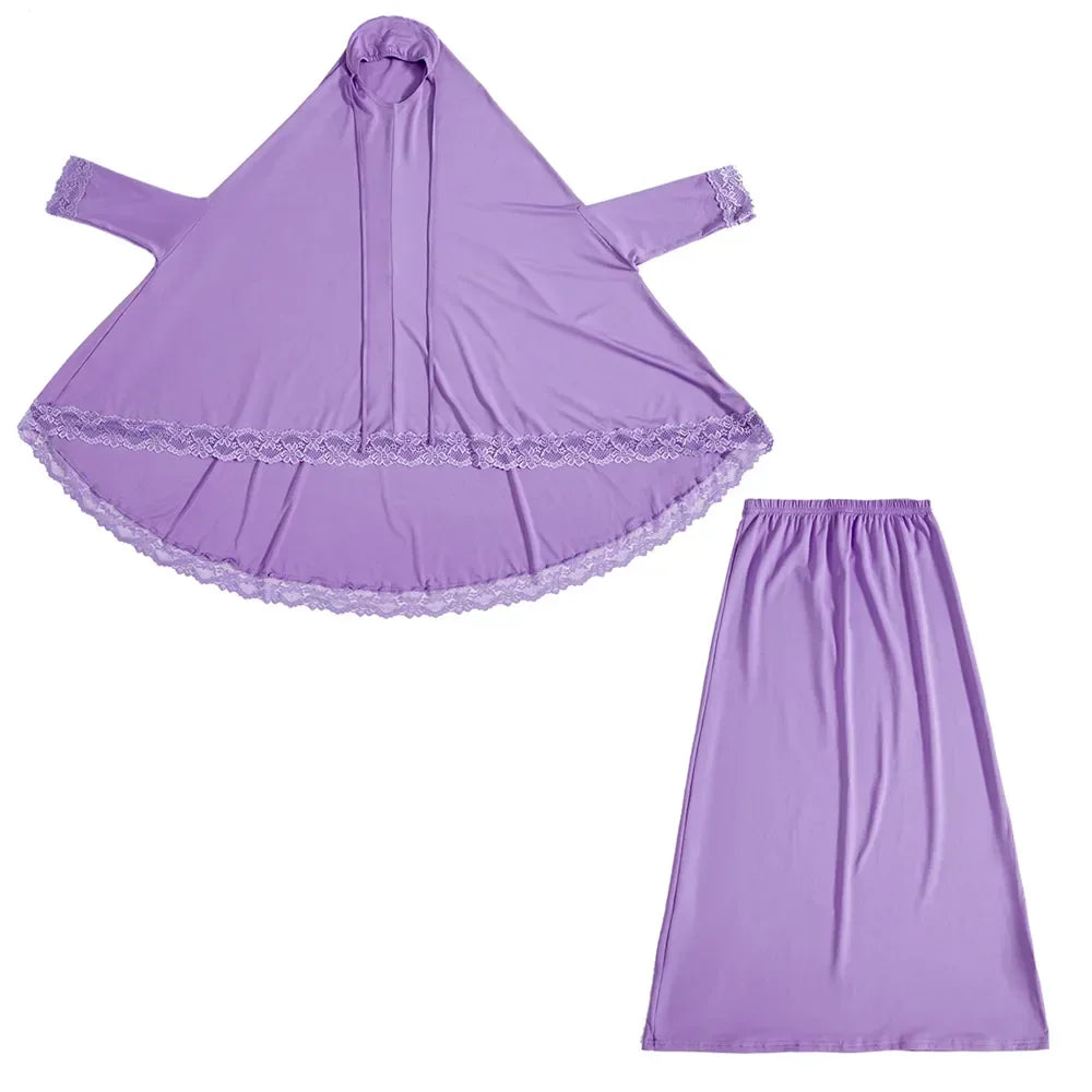 Bededragt til piger — khimar og nederdel, 3–12 år