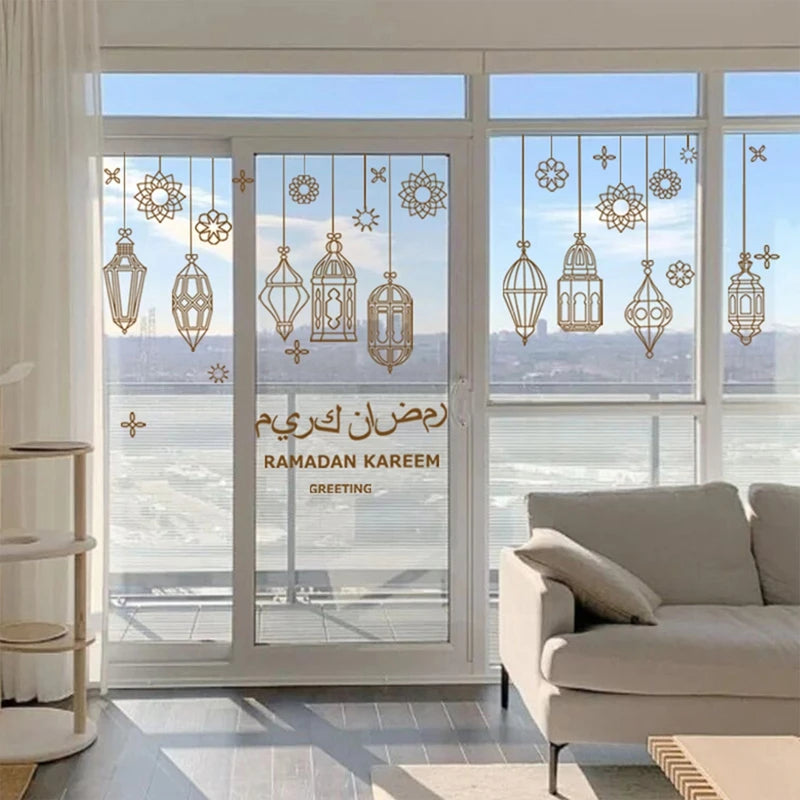 Ramadan Kareem wallstickers — guldmåne, stjerner og lanterner